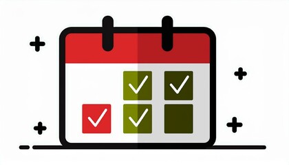 Calendar and clock. Calendar icon with alarm flat design. isolated on white background