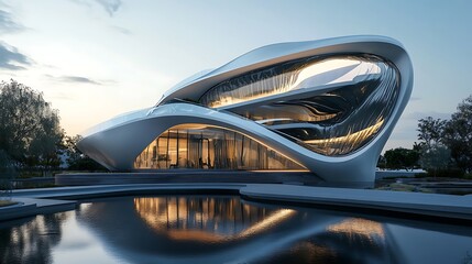 Obraz premium Unique sculptural masterpiece with flowing curved surfaces and elegant illuminated accents