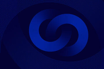 Abstract interlocking circular blue lines on a dark background, creating a hypnotic wave pattern for modern digital art, technology aesthetics, and minimalistic decor