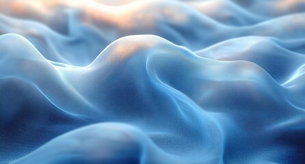 Obraz premium Curved Blue Lines Abstract Design Minimalist 3D Render Ambient Light Background