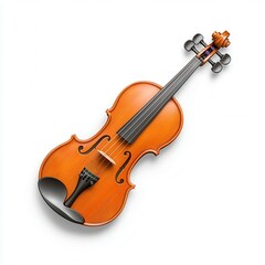Fototapeta premium Detailed Closeup Of A Wooden Violin Against White Background
