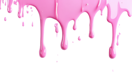 Pink paint dripping with transparent background
