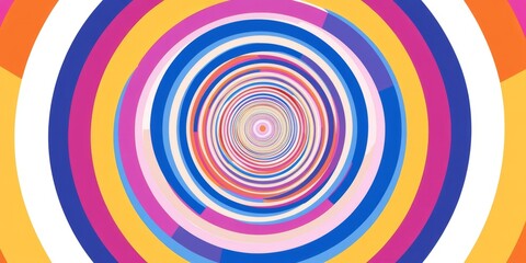 Dynamic abstract design featuring a spiral pattern of vibrant concentric circles in bold colors.