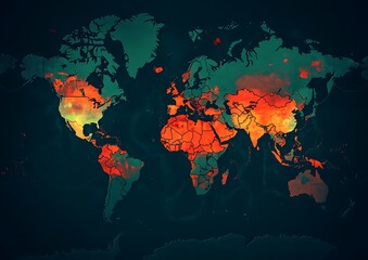 A world map displaying malaria hotspots with highlighted areas marked in green and red, illustrating the global challenge of combating malaria