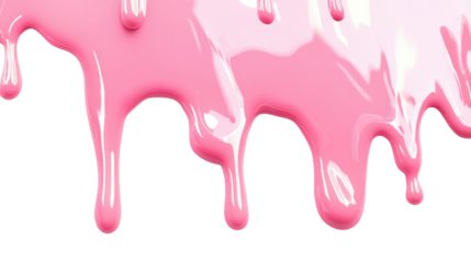 Pink paint dripping with transparent background: glossy texture effect
