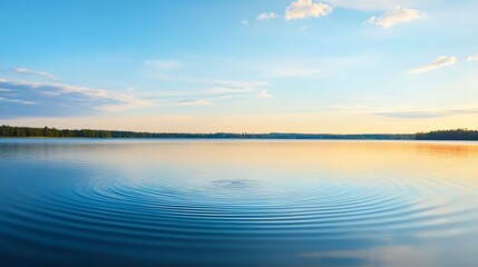 Fototapeta premium Building Mental Resilience and Energy, Serene lake view at sunset with gentle ripples and clear sky.
