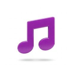 purple 3d music note icon isolated on white background