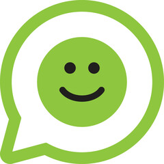 Speech bubble with happy face icon . Green happy face icon . Smile face icon . Vector illustration