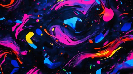 Vibrant Swirls of Neon Paint Abstract Background