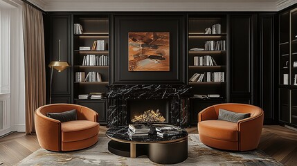 Luxurious living room fireplace interior design