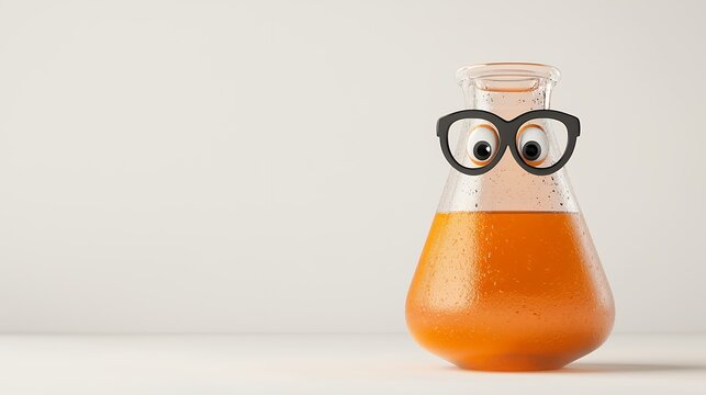 Playful Flask With Orange Liquid And Quirky Glasses