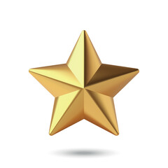 Shiny Gold 3D Star on White Background