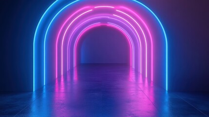 Vibrant blue abstract artwork with flowing patterns and luminous effects in a dark background