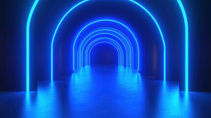 Obraz premium Vibrant blue abstract artwork with flowing patterns and luminous effects in a dark background