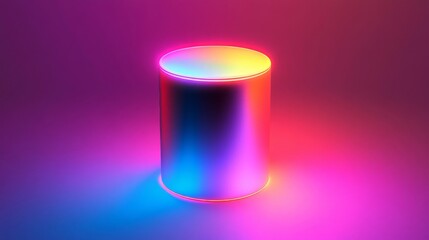 Metallic Cylinder with Neon Gradient Lighting