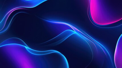 Vibrant blue abstract artwork with flowing patterns and luminous effects in a dark background