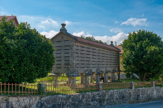 Horreos in Louredo in the municipality of Carnota, in the province of La Coru&ntilde;a.Galicia, Spain