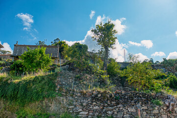 Obraz premium Horreos in Louredo in the municipality of Carnota, in the province of La Coruña.Galicia, Spain
