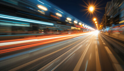 Naklejka premium light trails on the highway