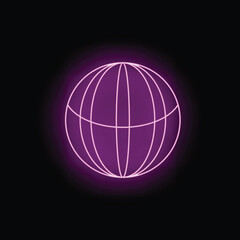 Neon sphere with longitude and latitude lines representing global network