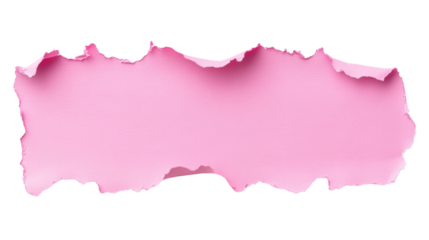Pink torn paper with transparent background for messaging and design