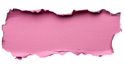 Pink torn paper piece with transparent background creating copy space