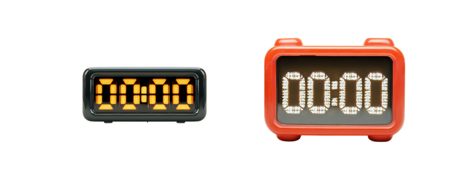 Set of digital clock isolated on transparent background