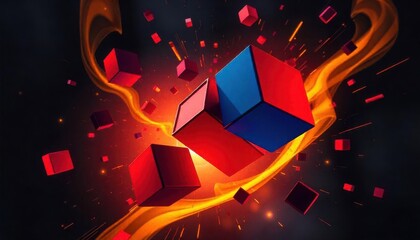 Dynamic colorful cubes in motion abstract background graphic art digital environment vibrant viewpoint creativity