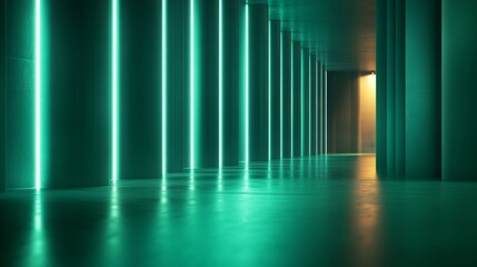 The future passage under neon lights