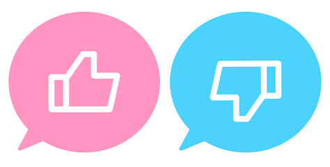 ピンクと水色｜グッドマークとバッドマークの吹き出し