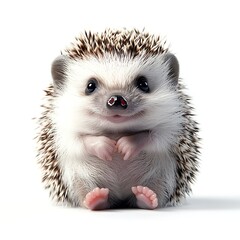 Obraz premium Adorable Baby Hedgehog: A charming close-up shot of a tiny hedgehog, showcasing its adorable face and spiky quills. Its tiny paws and innocent expression evoke feelings of warmth and tenderness. 