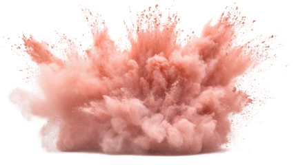 Pink powder exploding creating a big cloud on transparent background