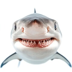 Naklejka premium Shark Smile: Close-up of a sand tiger shark's toothy grin, showcasing its unique, protruding teeth and intense gaze. A captivating image for marine life enthusiasts and nature lovers alike.