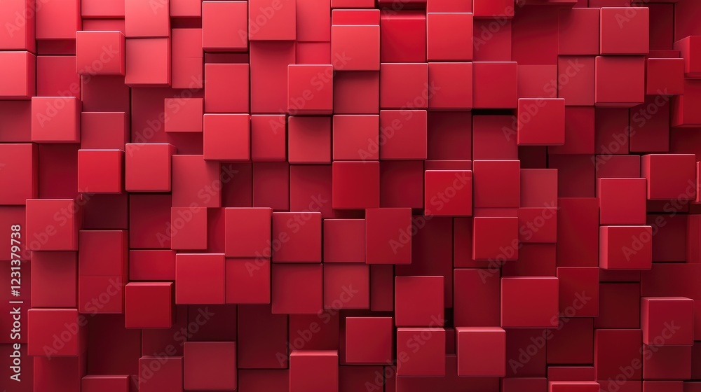 Poster a background of 3d red heart blocks arranged in a visually appealing pattern, symbolizing love, pass