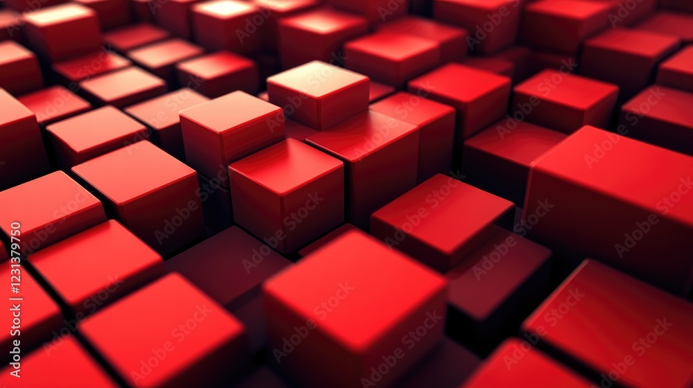 Poster A background of 3D red heart blocks arranged in a visually appealing pattern, symbolizing love, passion, and emotional connection
