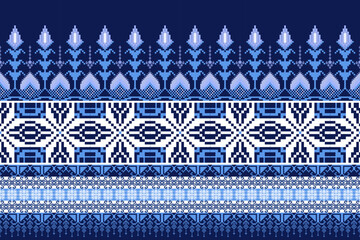 Geometric floral pattern  background vector illustration.flower ethnic pixel pattern,Aztec style,abstract background.design for texture,fabric,clothing,decoration,print,sarong.