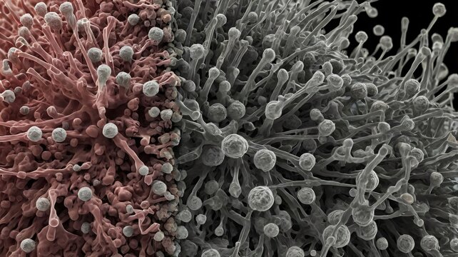  Enlarged View of Rift Valley Fever Virus Particles Under an Electron Microscope