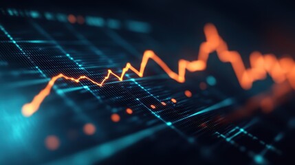 Fototapeta premium a dynamic graph showcasing growth, represented by a series of green bars that increase in height from left to right. These bars symbolize positive trends, likely indicating rising values over time.