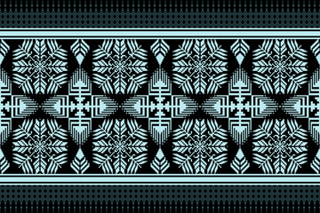Geometric floral pattern  background vector illustration.flower ethnic pixel pattern,Aztec style,abstract background.design for texture,fabric,clothing,decoration,print,sarong.