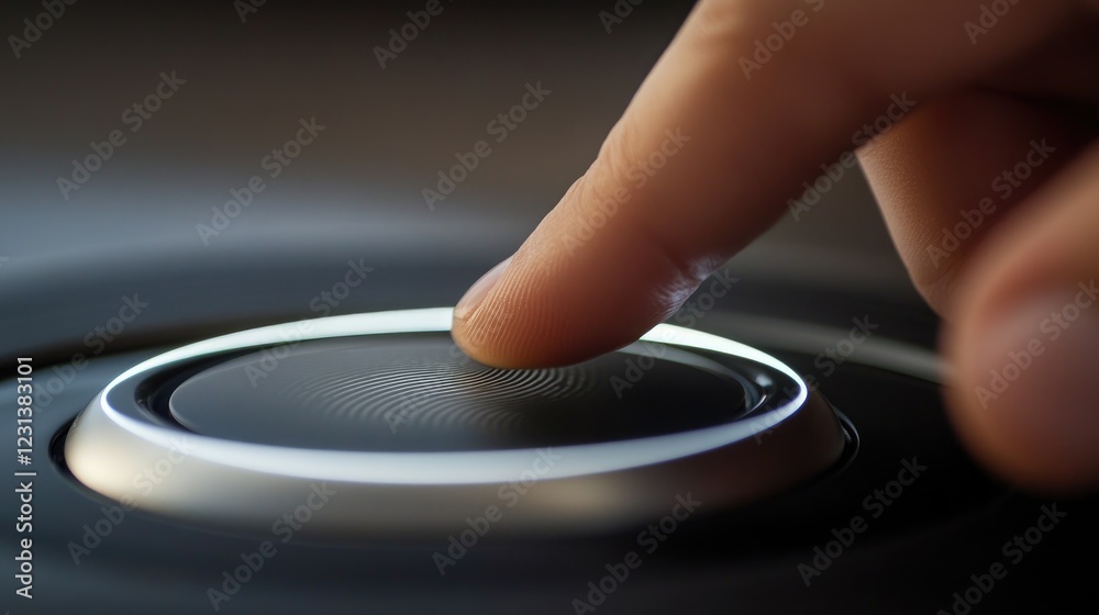 Poster A close-up of a fingerprint scan button being pressed, symbolizing biometric authentication, security, and digital identity verification