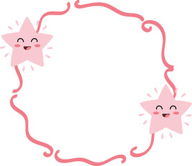Cute Pink Star Character Frame Design