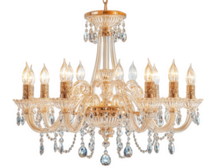 luxurious chandelier with crystal droplets, featuring elegant design and multiple light sources, perfect for grand interiors and adding touch of sophistication