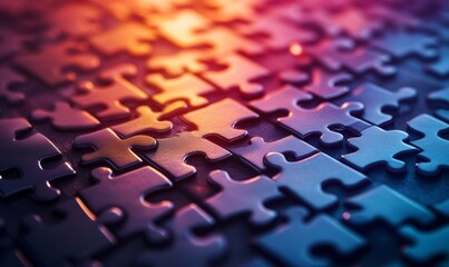 Abstract representation of interconnected puzzle pieces forming a complete picture, symbolizing the integration of education and career pathways for success. Education-career integration