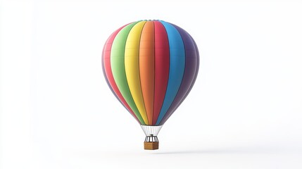 Fototapeta premium Vibrant hot air balloon isolated on white background for creative design projects and travel theme visual content.