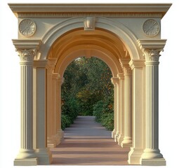 Naklejka premium Neoclassical Archway Framed by Lush Greenery