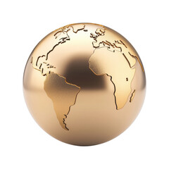 Golden globe representing world continents in relief