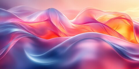 Fototapeta premium Iridescent Flowing Ribbons Abstract Design on White Background