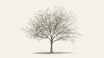 Obraz premium Sketch of a leafless tree on a light background.
