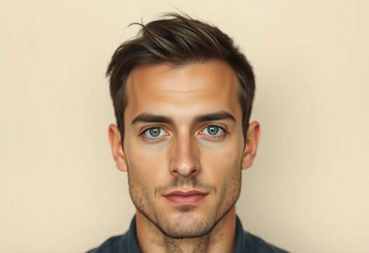 Male portrait on neutral background with focus on eyes