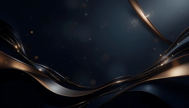 Abstract Dark Background with Golden Waves